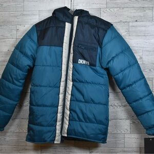 DKNY kid’s Teal and Black Puffer Jacket